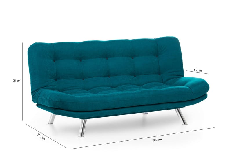 Sandee 3-seter Sovesofa 130x200 cm i Stoff - Petrolblå - Møbler - Sofaer - Sovesofaer - 3 seters sovesofa