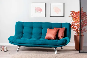 Sandee 3-seter Sovesofa 130x200 cm i Stoff - Petrolblå - Møbler - Sofaer - Sovesofaer - 3 seters sovesofa