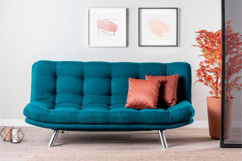 Sandee 3-seter Sovesofa 130x200 cm i Stoff - Petrolblå - Møbler - Sofaer - Sovesofaer - 3 seters sovesofa