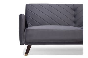 Senja 2-seter Sovesofa 200 cm i Fløyel med Treben - Grå - Møbler - Sofaer - Sovesofaer - 3 seters sovesofa