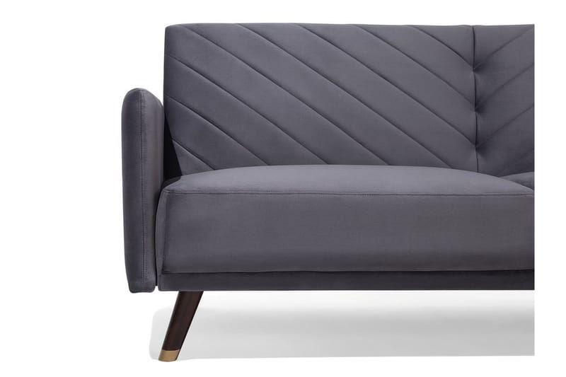 Senja 2-seter Sovesofa 200 cm i Fløyel med Treben - Grå - Møbler - Sofaer - Sovesofaer - 3 seters sovesofa