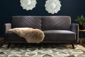 Senja 2-seter Sovesofa 200 cm i Fløyel med Treben - Grå - Møbler - Sofaer - Sovesofaer - 3 seters sovesofa