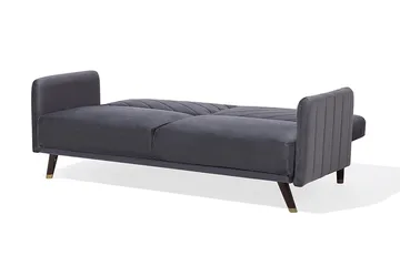 Senja 2-seter Sovesofa 200 cm i Fløyel med Treben - Grå - Møbler - Sofaer - Sovesofaer - 3 seters sovesofa