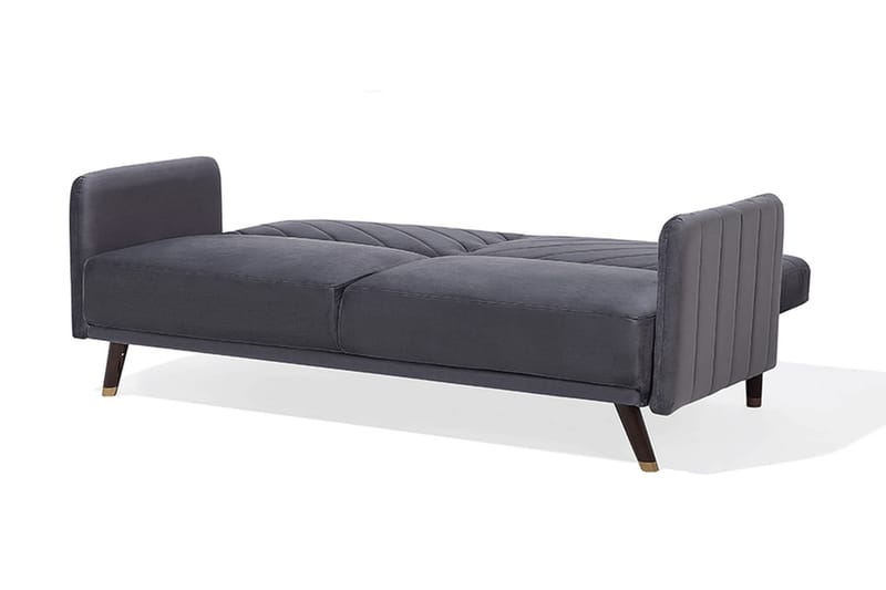 Senja 2-seter Sovesofa 200 cm i Fløyel med Treben - Grå - Møbler - Sofaer - Sovesofaer - 3 seters sovesofa