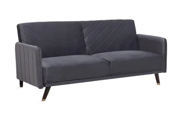 Senja 2-seter Sovesofa 200 cm i Fløyel med Treben - Grå - Møbler - Sofaer - Sovesofaer - 3 seters sovesofa