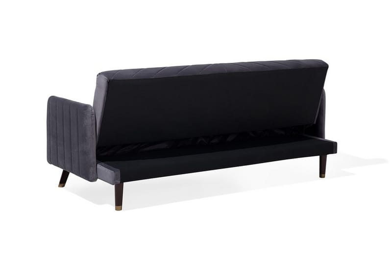 Senja 2-seter Sovesofa 200 cm i Fløyel med Treben - Grå - Møbler - Sofaer - Sovesofaer - 3 seters sovesofa
