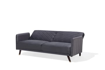 Senja 2-seter Sovesofa 200 cm i Fløyel med Treben - Grå - Møbler - Sofaer - Sovesofaer - 3 seters sovesofa