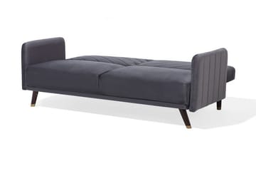 Senja 2-seter Sovesofa 200 cm i Fløyel med Treben - Grå - Møbler - Sofaer - Sovesofaer - 3 seters sovesofa