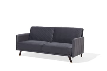 Senja 2-seter Sovesofa 200 cm i Fløyel med Treben - Grå - Møbler - Sofaer - Sovesofaer - 3 seters sovesofa