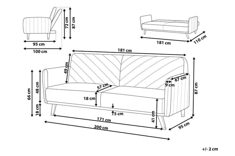Senja Sovesofa 200 cm - Blå - Møbler - Sofaer - Sovesofaer - 3 seters sovesofa