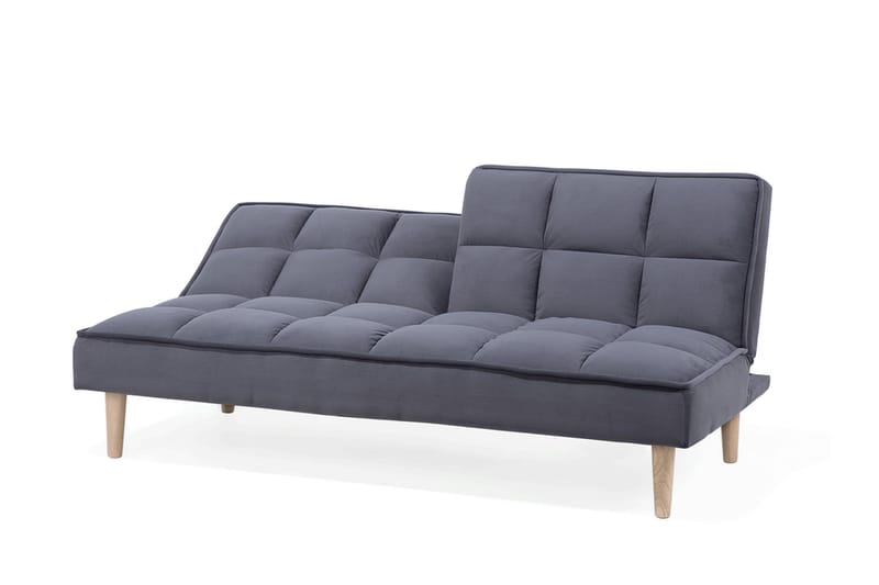 Siljan 3-seter Kvadratisk Sydd Sovesofa 177 cm i Fløyel - Grå - Møbler - Sofaer - Sovesofaer - 3 seters sovesofa