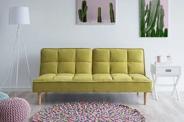 Siljan 3-seter Rektangulær Sammenleggbar Sovesofa 105x177 cm i Fløyel - Grønn - Møbler - Sofaer - Sovesofaer - 3 seters sovesofa