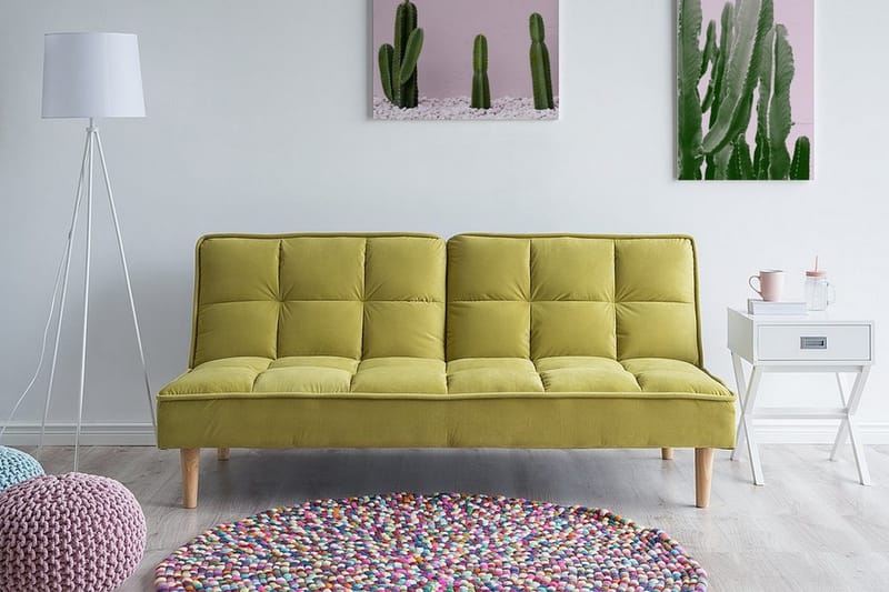 Siljan 3-seter Rektangulær Sammenleggbar Sovesofa 105x177 cm i Fløyel - Grønn - Møbler - Sofaer - Sovesofaer - 3 seters sovesofa