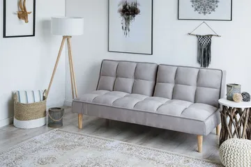 Siljan 3-seter Rektangulær Sovesofa 105x177 cm i Stoff - Grå - Møbler - Sofaer - Sovesofaer - 3 seters sovesofa