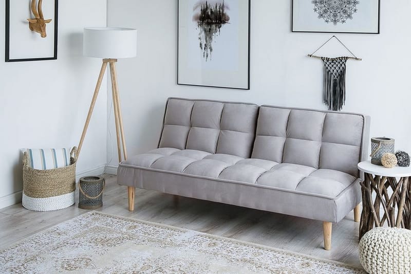 Siljan 3-seter Rektangulær Sovesofa 105x177 cm i Stoff - Grå - Møbler - Sofaer - Sovesofaer - 3 seters sovesofa