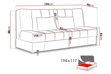 Sonia Sovesofa 194x90x88 cm - Møbler - Sofaer - Sovesofaer - 3 seters sovesofa
