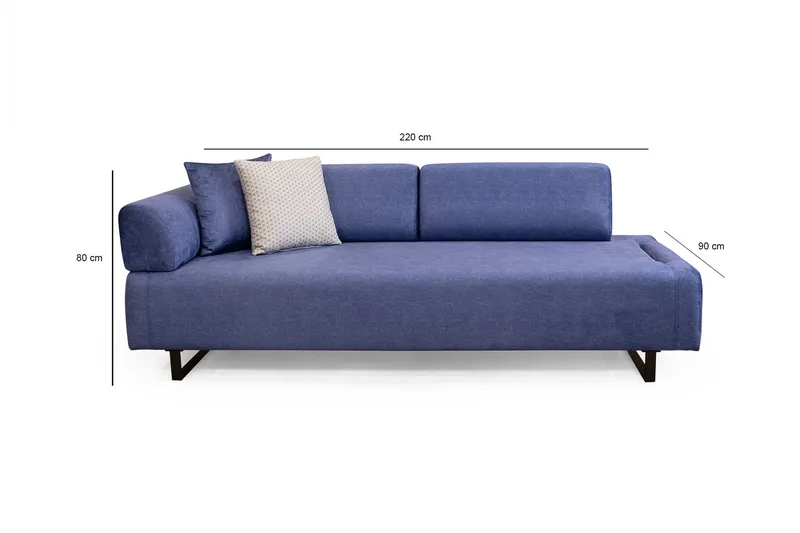 Southburn 3-seter Sovesofa 90x220 cm i Stoff med Ensidig Armlene - Blå - Møbler - Sofaer - Sovesofaer - 3 seters sovesofa