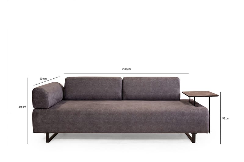 Southburn 3-seter Sovesofa 90x220 cm i Stoff med Ensidig Armlene - Svart - Møbler - Sofaer - Sovesofaer - 3 seters sovesofa