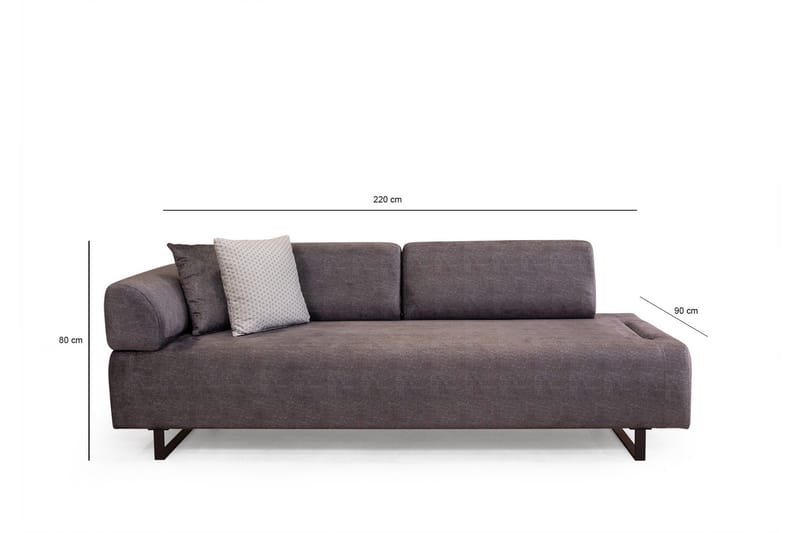 Southburn 3-seter Sovesofa 90x220 cm i Stoff med Ensidig Armlene - Svart - Møbler - Sofaer - Sovesofaer - 3 seters sovesofa