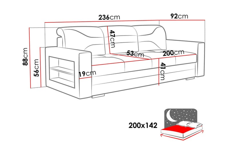 Sovesofa 236cm - Brun - Møbler - Sofaer - Sovesofaer - 3 seters sovesofa