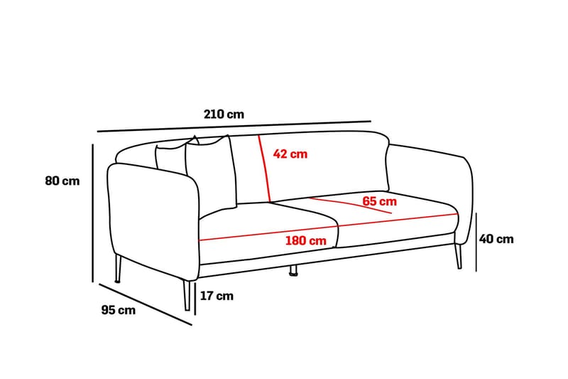 Sovesofa 3-seters Genna 180x90 cm - Beige - 3 seters sovesofa