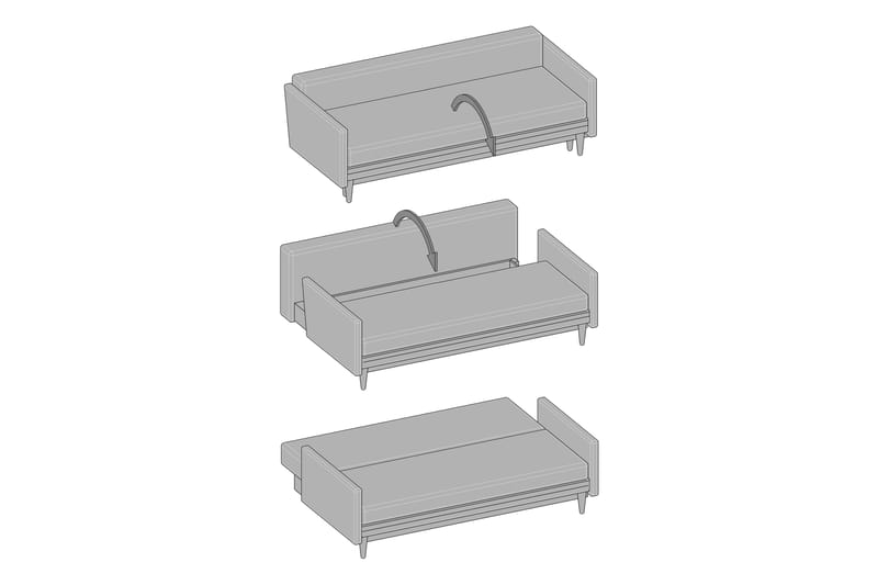 Sovesofa Alory med Oppbevaring 3-seter - Betonggrå - Fløyelssofaer - 3 seters sovesofa