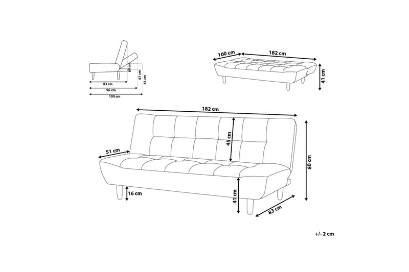 Sovesofa Alsten 182 cm - Grå - Møbler - Sofaer - Sovesofaer - 3 seters sovesofa