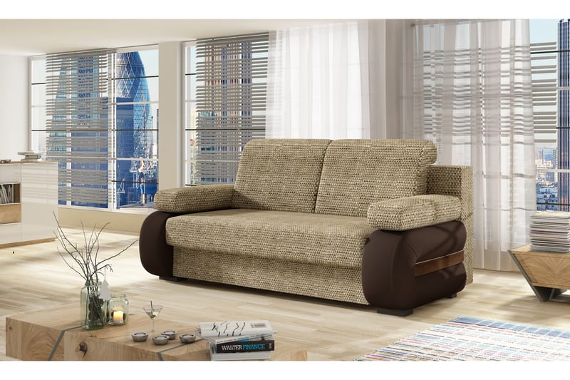 Sovesofa Busprid - Beige|Brun - 3 seters sovesofa