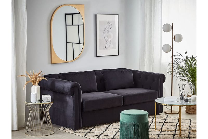 Sovesofa Cayenna - Svart - Møbler - Sofaer - Sovesofaer - 3 seters sovesofa
