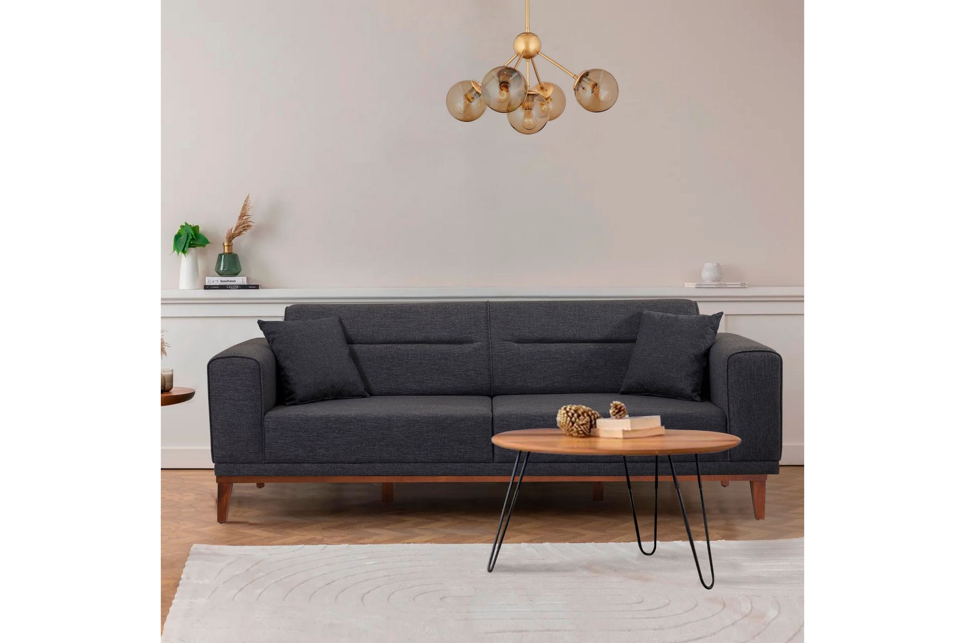 Sovesofa Charlesbourg 3-seters 223x94 cm - Antrasitt - Møbler - Sofaer - Sovesofaer - 3 seters sovesofa