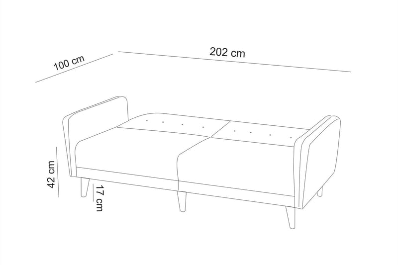 Sovesofa Kajla 3-seter - Beige - 3 seters sovesofa