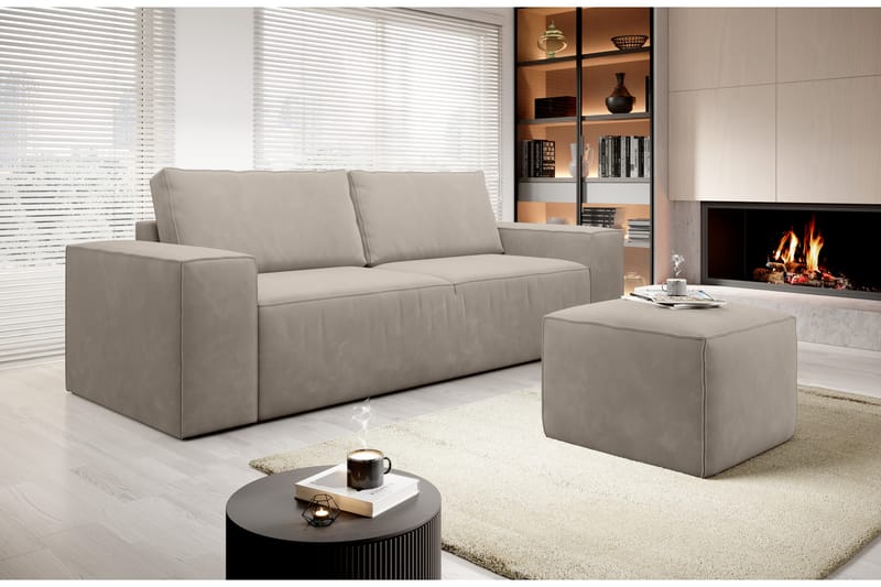 Sovesofa Kandari 3-seters med Oppbevaring - Beige - 3 seters sovesofa