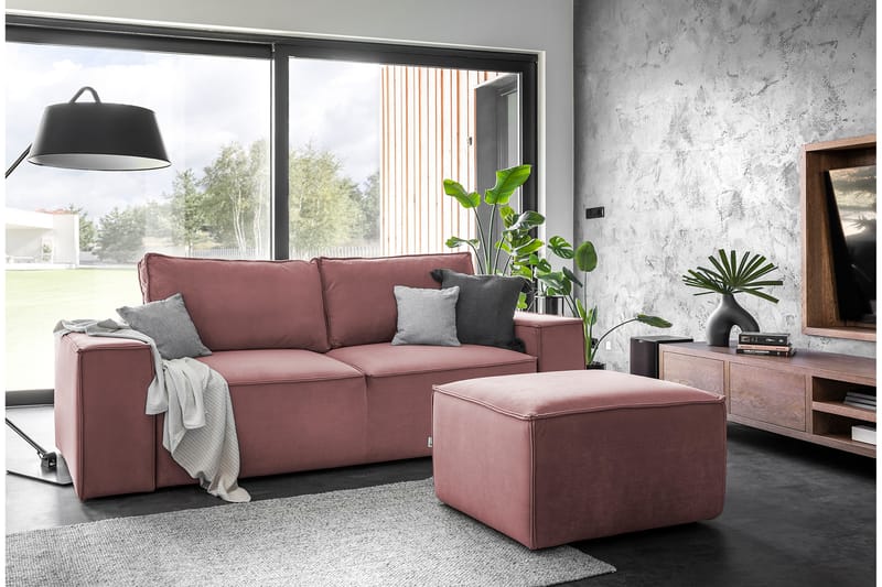 Sovesofa Kandari 3-seters med Oppbevaring - Rosa - 3 seters sovesofa