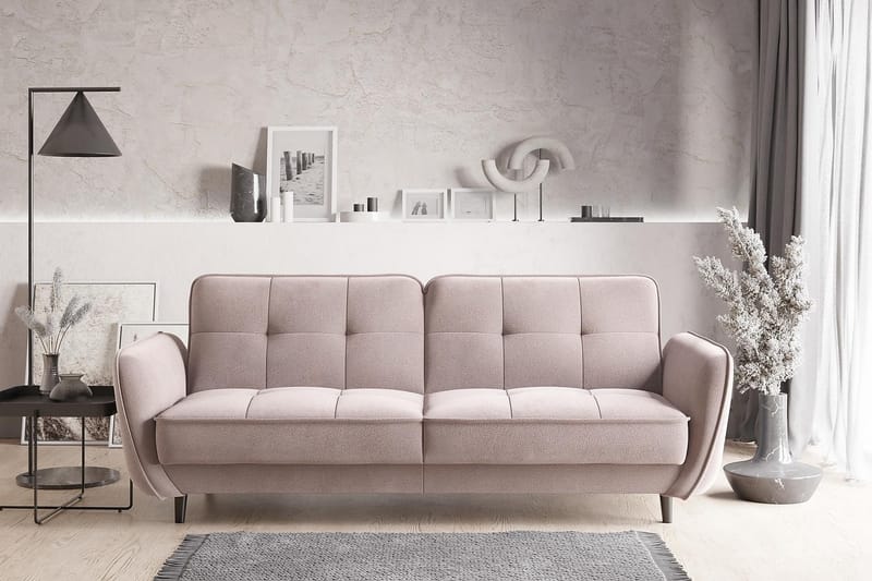 Sovesofa Kaval 3-seters - Lyserosa - Møbler - Sofaer - Sovesofaer - 3 seters sovesofa