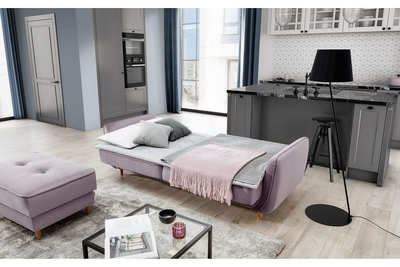 Sovesofa Kaval 3-seters - Lyserosa - Møbler - Sofaer - Sovesofaer - 3 seters sovesofa