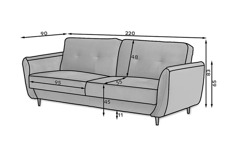 Sovesofa Kaval 3-seters - Lyserosa - Møbler - Sofaer - Sovesofaer - 3 seters sovesofa