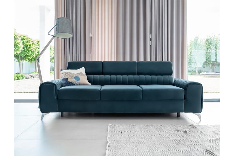 Sovesofa Laucha 3-seter - Blå - Møbler - Sofaer - Sovesofaer - 3 seters sovesofa