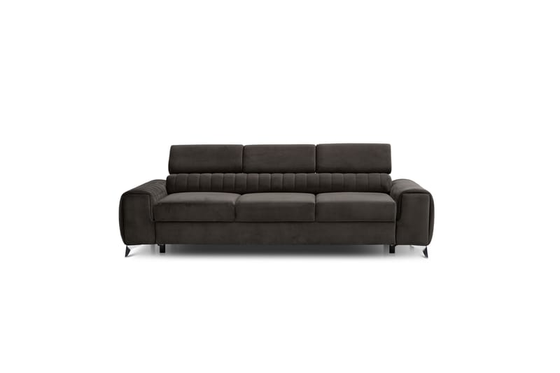 Sovesofa Laucha 3-seter - Brun - Fløyelssofaer - 3 seters sovesofa