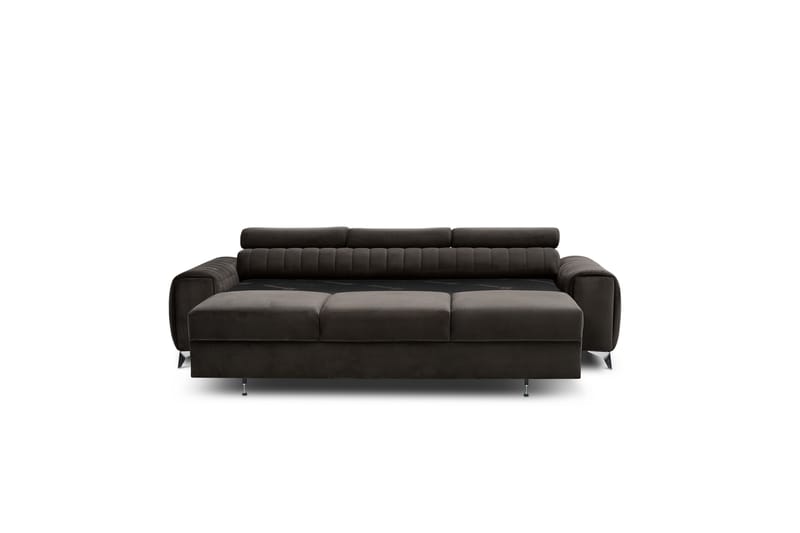 Sovesofa Laucha 3-seter - Brun - Fløyelssofaer - 3 seters sovesofa