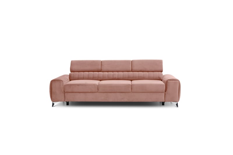 Sovesofa Laucha 3-seter - Rosa - Fløyelssofaer - 3 seters sovesofa