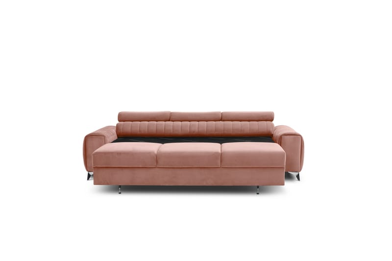 Sovesofa Laucha 3-seter - Rosa - Fløyelssofaer - 3 seters sovesofa