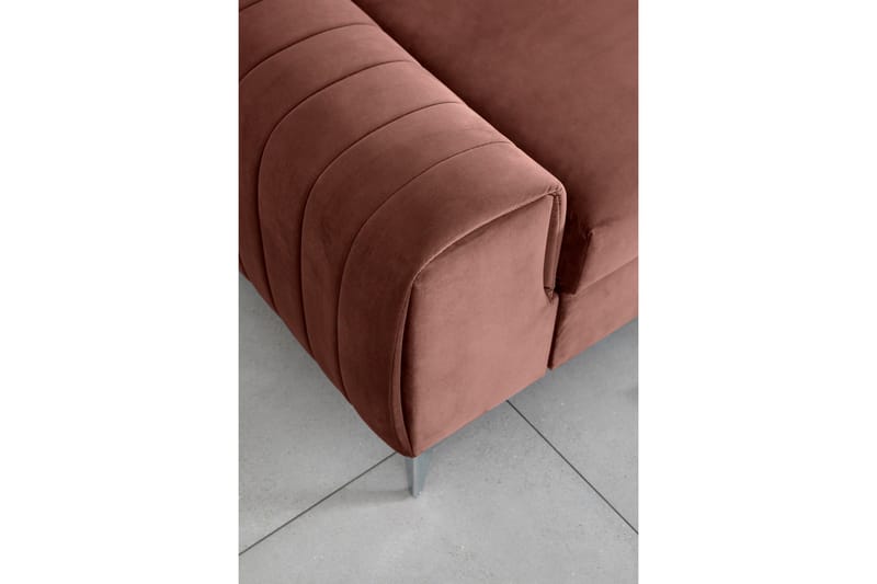 Sovesofa Laucha 3-seter - Rosa - Fløyelssofaer - 3 seters sovesofa