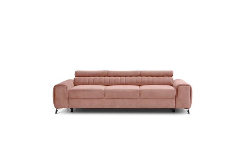 Sovesofa Laucha 3-seter - Rosa - Fløyelssofaer - 3 seters sovesofa