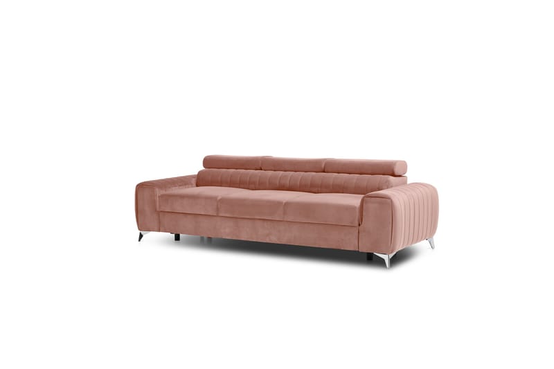 Sovesofa Laucha 3-seter - Rosa - Fløyelssofaer - 3 seters sovesofa