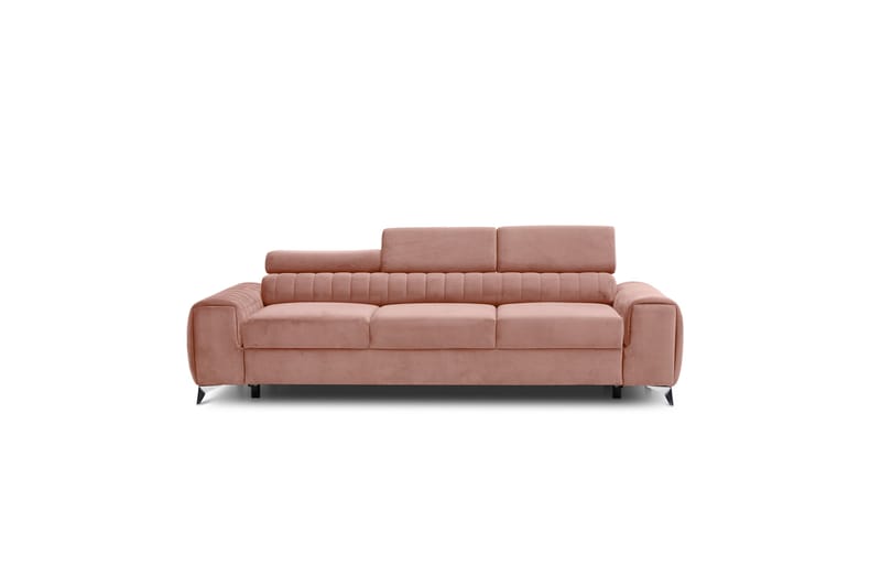 Sovesofa Laucha 3-seter - Rosa - Fløyelssofaer - 3 seters sovesofa