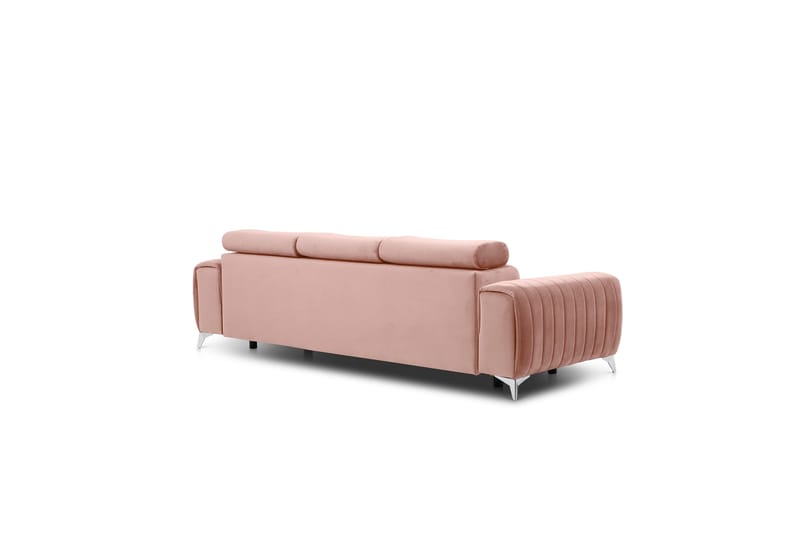 Sovesofa Laucha 3-seter - Rosa - Fløyelssofaer - 3 seters sovesofa