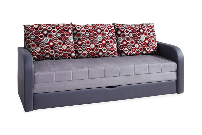 Sovesofa Lido 208x75x86 cm - Grå - Fløyelssofaer - Skinnsofaer - 3 seters sovesofa