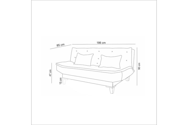 Sovesofa Longburn 3-seters 106x186 - Krem - 3 seters sovesofa