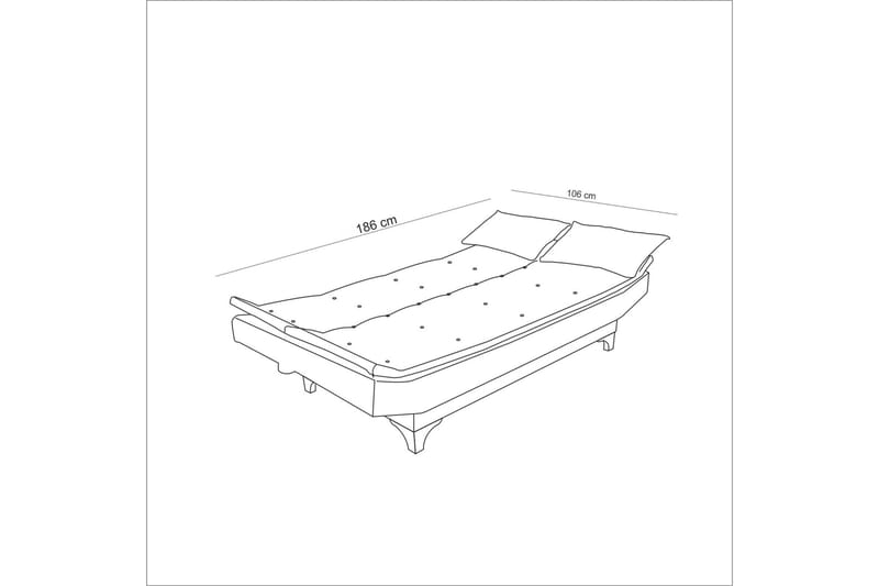 Sovesofa Longburn 3-seters 106x186 - Krem - 3 seters sovesofa