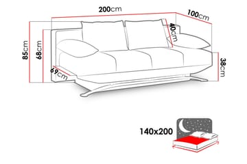 Sovesofa Olier 200x100x85 cm - Møbler - Sofaer - Sovesofaer - 3 seters sovesofa